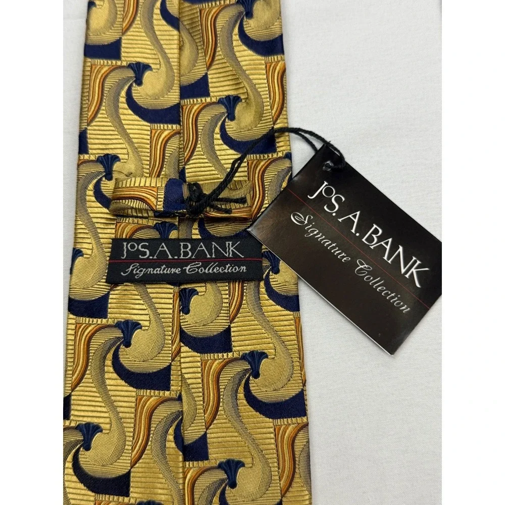Jos. A. Bank Necktie‎ Mens Gold Signature Collection Silk Abstract Italy NEW